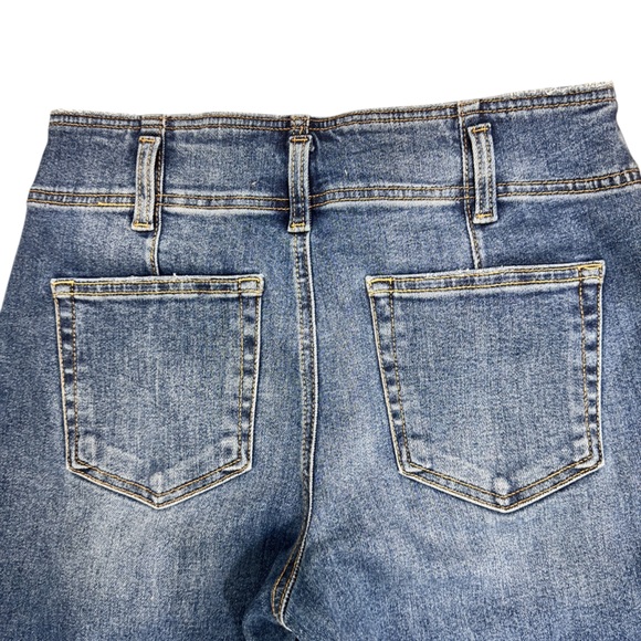 Risen Double CopperButton High Rise Medium Wash Ankle length barrel Leg Jeans - Picture 10 of 10